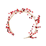 Red Bridal Hair Accessories Hand-beaded Toast Dress Fairy Red Headband Headdress