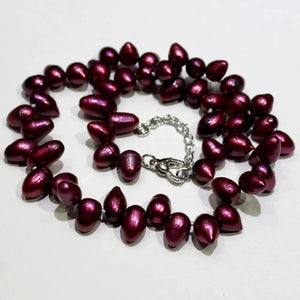 Red Bullet Head Freshwater Pearl Necklace 8x10mm-8x14mm