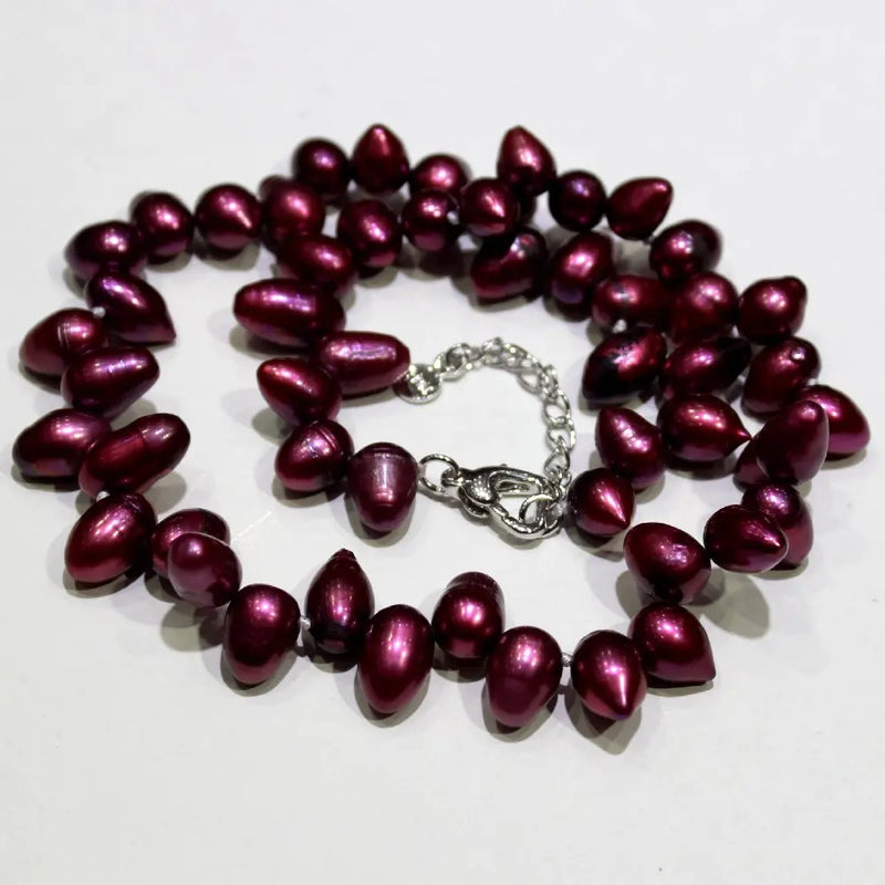 Red Bullet Head Freshwater Pearl Necklace 8x10mm-8x14mm