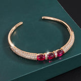 Red CZ Stone Bracelet Women Wedding Party Chain Jewelry