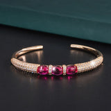 Red CZ Stone Bracelet Women Wedding Party Chain Jewelry