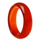 Red Carnelian Crystal Ring Agate Plain Band Women Girls Jewelry
