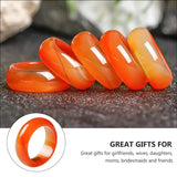 Red Carnelian Crystal Ring Agate Plain Band Women Girls Jewelry