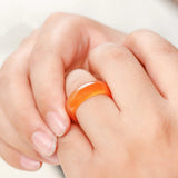 Red Carnelian Crystal Ring Agate Plain Band Women Girls Jewelry