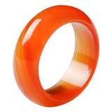 Red Carnelian Crystal Ring Agate Plain Band Women Girls Jewelry