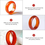 Red Carnelian Crystal Ring Agate Plain Band Women Girls Jewelry