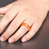 Red Carnelian Crystal Ring Agate Plain Band Women Girls Jewelry