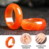 Red Carnelian Crystal Ring Agate Plain Band Women Girls Jewelry