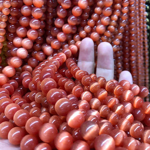Red Cat Eye Beads 4/6/8/10/12MM Glass String Loose Space Opal DIY Charm Beads