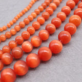 Red Cat Eye Beads 4/6/8/10/12MM Glass String Loose Space Opal DIY Charm Beads