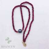 Red Chalcedony Shell pearl Necklace 18 Inches