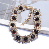 Red Champagne Green Rhinestone Bracelet Star Shape Charm Bangle
