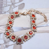 Red Champagne Green Rhinestone Bracelet Star Shape Charm Bangle