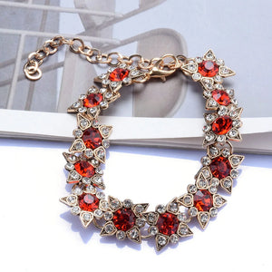 Red Champagne Green Rhinestone Bracelet Star Shape Charm Bangle