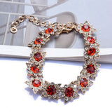 Red Champagne Green Rhinestone Bracelet Star Shape Charm Bangle