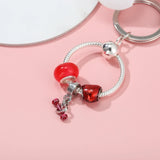 Red Charm Dumbbell & Peach Heart Charm, Fitness Accessories, DIY Key Chain