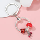 Red Charm Dumbbell & Peach Heart Charm, Fitness Accessories DIY Key Chain