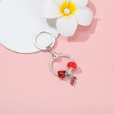Red Charm Dumbbell & Peach Heart Charm, Fitness Accessories, DIY Key Chain
