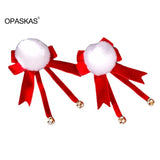 Red Chinese Hairpins Girls Bowknot Plush Hair Clips Vintage Barrettes