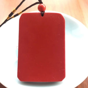 Red Cinnabar Dragon Pendant Amulet Necklace Hand Carved Natural Woman
