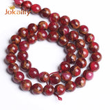 Red Cloisonne Beads Stone Round Loose Beads 4-12mm