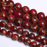 Red Cloisonne Beads Stone Round Loose Beads 4-12mm