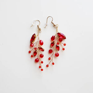 Red Crystal Women Hair Jewelry Accessories Plant Combs Head Decoration