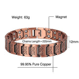 Red Copper Bracelets Male Double Row Magnetite Pattern Men's Bracelet