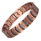 Red Copper Bracelets Male Double Row Magnetite Pattern Men's Bracelet