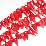 Red Coral 5-9X13-23mm Faceted Pepper Beads 15inch