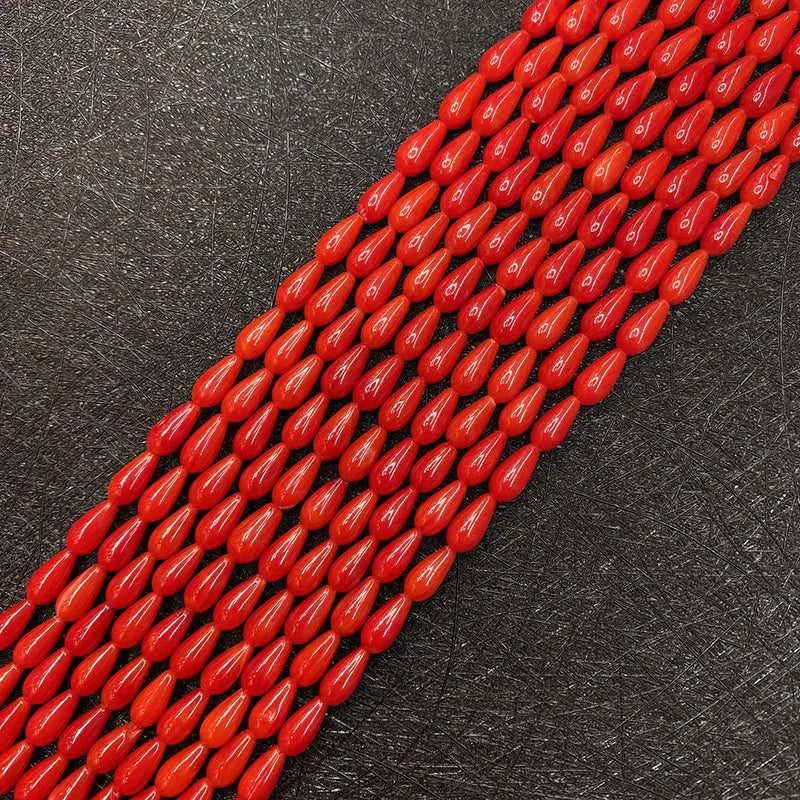 Red Coral Beads Drop-shaped Natural Bulk Jewelry Necklace Bracelet DIY