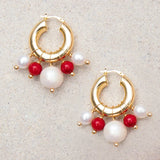 Red Coral Drop Earrings For Women