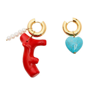 Red Coral Drop Earrings For Women