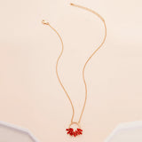 Red Coral Pendant Necklace Bohemia Copper Metal Jewelry