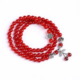 Red Crystal Bracelets with Fox Cherry Charm Pendant for Women
