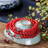 Red Crystal Bracelets with Fox Cherry Charm Pendant for Women