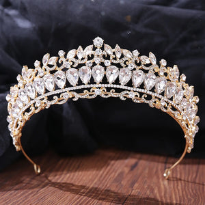 Red Crystal Crown Bridal Wedding Tiaras Rhinestone Hair Jewelry