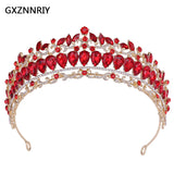 Red Crystal Crown Bridal Wedding Tiaras Rhinestone Hair Jewelry