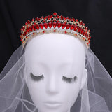 Red Crystal Crown Bridal Wedding Tiaras Rhinestone Hair Jewelry