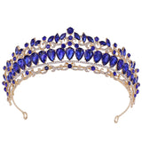 Red Crystal Crown Bridal Wedding Tiaras Rhinestone Hair Jewelry