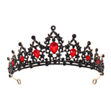 Red Crystal Crown Bride Hair Accessories Rhinestone Crystal Wedding Crown Tiara