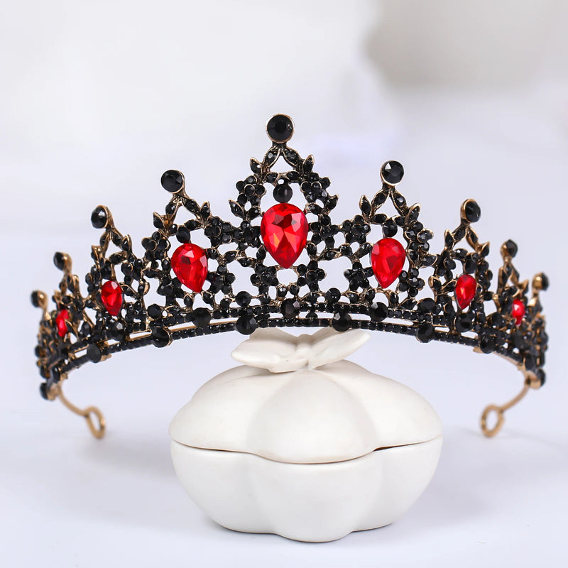 Red Crystal Crown Bride Hair Accessories Rhinestone Crystal Wedding Crown Tiara