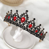 Red Crystal Crown Bride Hair Accessories Rhinestone Crystal Wedding Crown Tiara