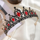 Red Crystal Crown Bride Hair Accessories Rhinestone Crystal Wedding Crown Tiara