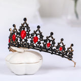 Red Crystal Crown Bride Hair Accessories Rhinestone Crystal Wedding Crown Tiara