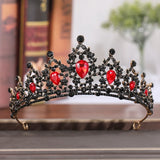 Red Crystal Crown Bride Hair Accessories Rhinestone Crystal Wedding Crown Tiara