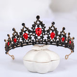 Red Crystal Crown Bride Hair Accessories Rhinestone Crystal Wedding Crown Tiara