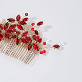 Red Crystal Hair Comb Wedding Hair Accessories For Women