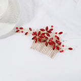 Red Crystal Hair Comb Wedding Hair Accessories For Women