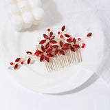 Red Crystal Hair Comb Wedding Hair Accessories For Women